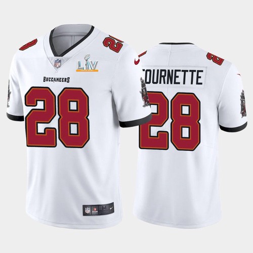 Men's Tampa Bay Buccaneers #28 Leonard Fournette White NFL 2021 Super Bowl LV Limited Stitched Jersey